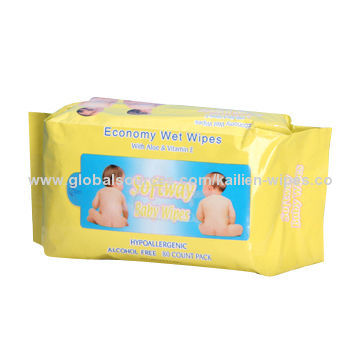 Baby Wet Wipes, Made of Spunlace Nonwoven, Skin-friendly, Safe, Unscented or Scented